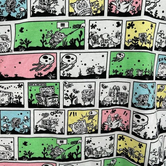 NICKELODEON Spongebob Squarepants Womens Neon Crop Jellyfish Comic T-Shirt Large - Picture 3 of 4